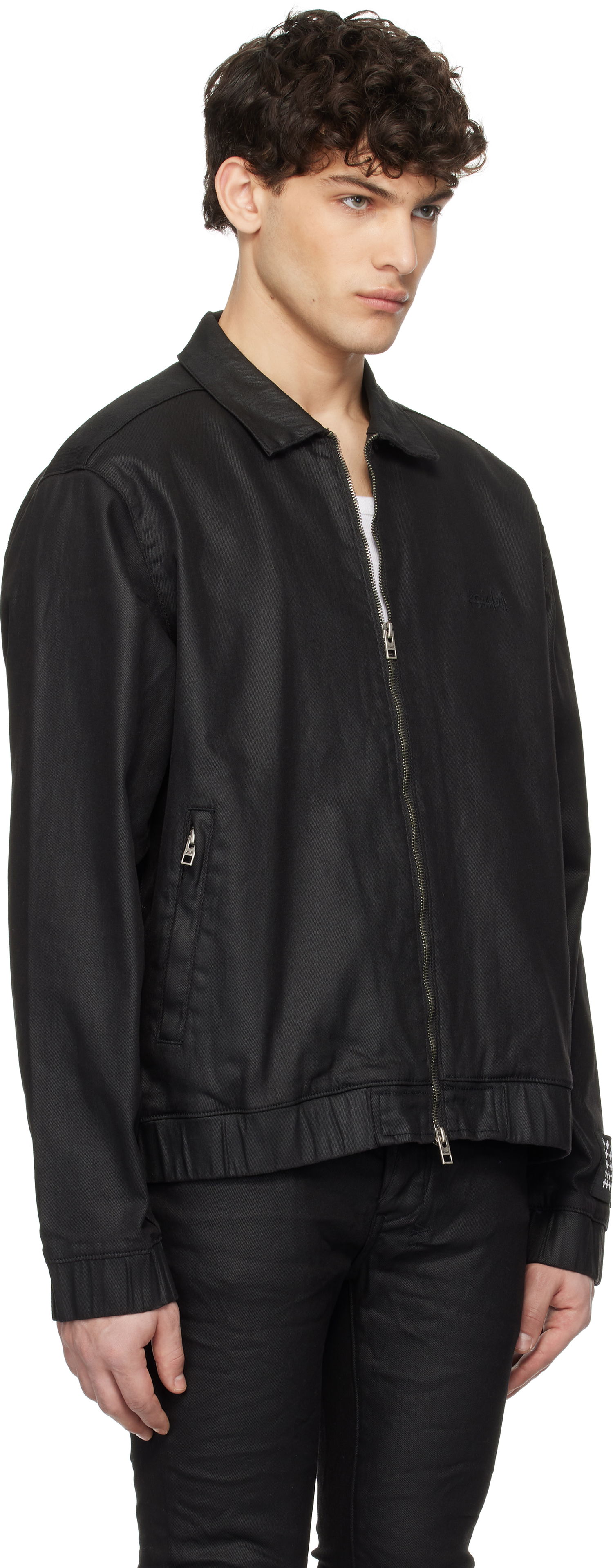 Bomberjakke Ksubi Ksubi Raider Harrington Waxed Denim Jacket Sort | MPS25JK010, 1