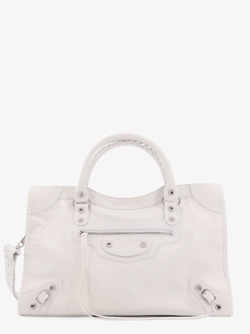 Håndtaske Balenciaga White Leather City Media Bag Hvid | 8230582AA9S9104