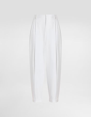 Bukser Dolce & Gabbana Dolce & Gabbana Cotton Gabardine Double Darts Pants Hvid | GP10DTFUFNVW0111, 0