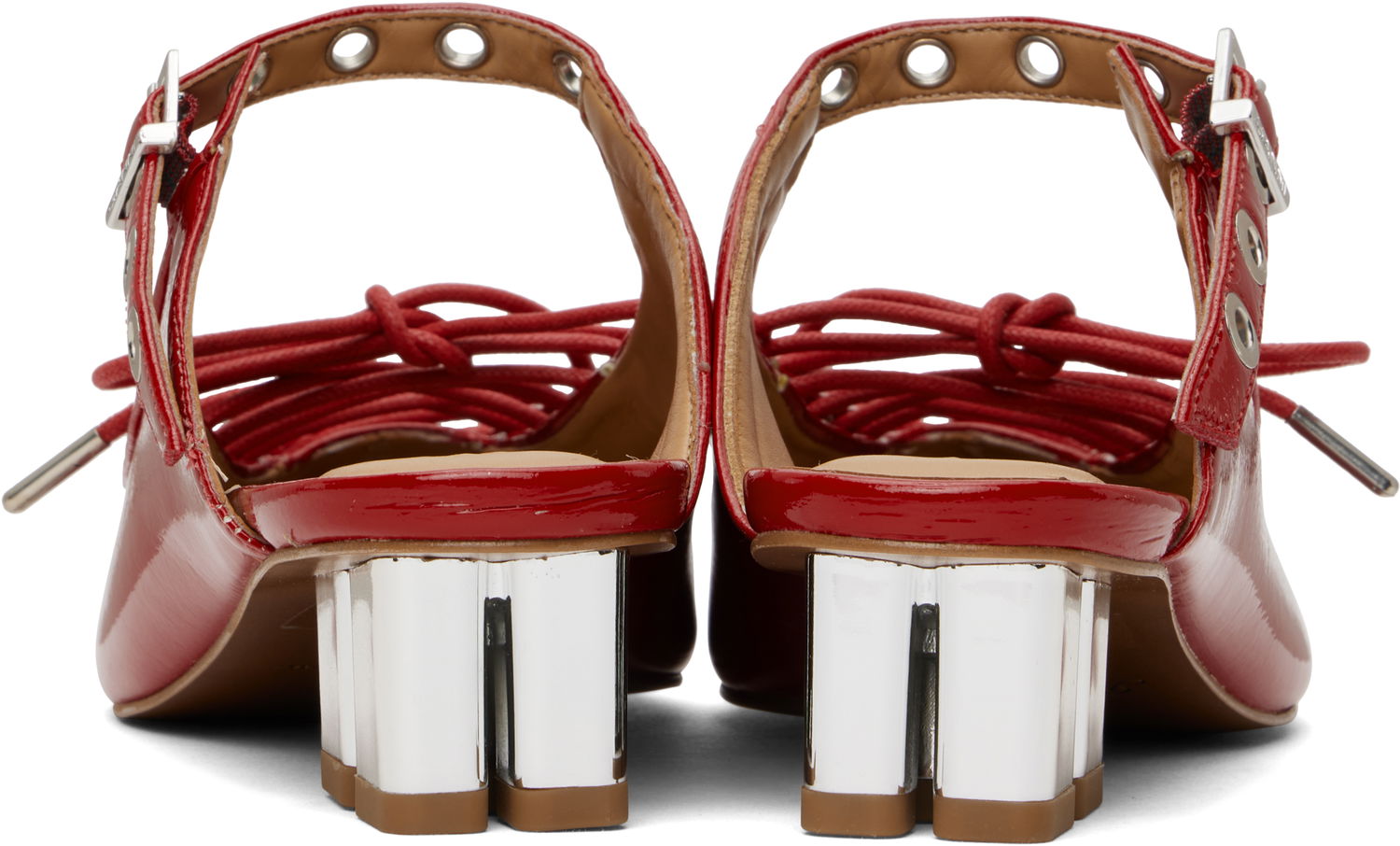 Sneakers og sko GANNI GANNI Lace-Up Mules Rød | S2964, 1