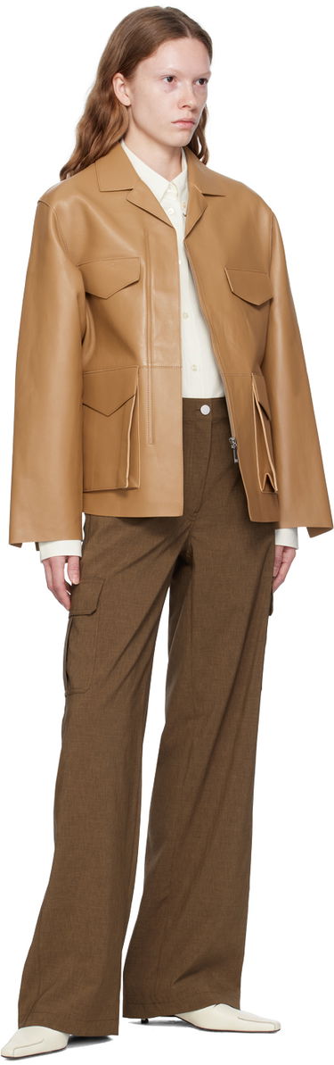 Jakke TOTEME Army Leather Jacket Beige | 233-108-737, 3