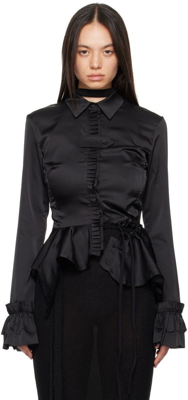 Skjorte Ottolinger Ottolinger Ruffled Satin Blouse Sort | 1110105921, 0