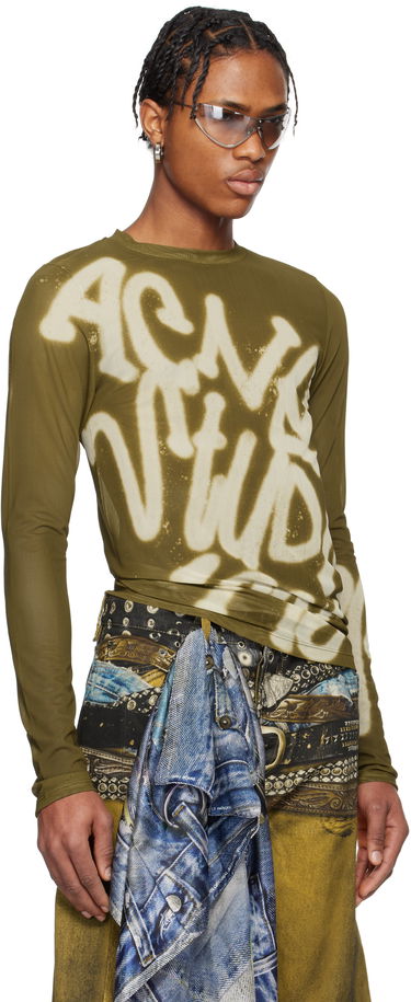 T-shirt Acne Studios Acne Studios Sprayed Logo Long Sleeve T-Shirt Grøn | BL0410-, 1