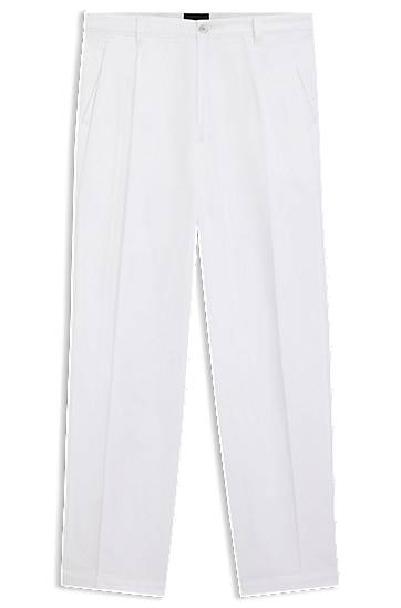 Bukser BOSS Relaxed-Fit Cotton Twill Trousers Hvid | 50546924, 0