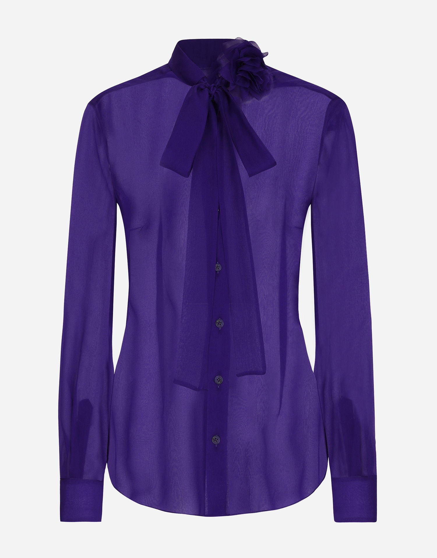 Skjorte Dolce & Gabbana Dolce & Gabbana Chiffon Blouse with Flower Detail Lilla | F5R65TFU1HWFA810, 0