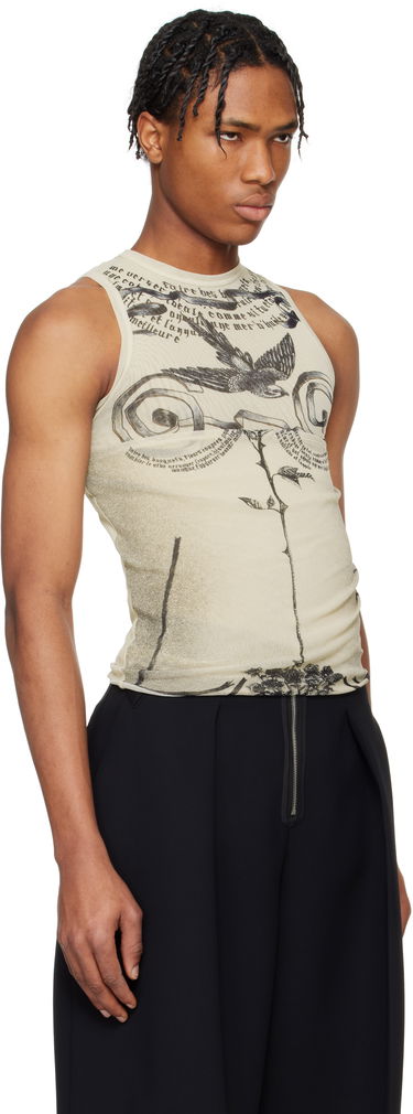 Tanktop Jean Paul Gaultier Jean Paul Gaultier 'The Tattoo Rose and Bird' Graphic Print Tank Top Beige | 25/34-F-DB054-T583-030030, 1