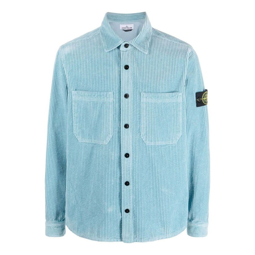Skjorte Stone Island Corduroy Overshirt Blå | 791511311-V0041
