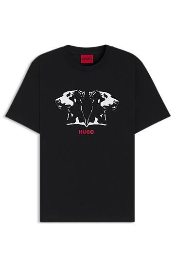 T-shirt BOSS HUGO Dobermann Print T-Shirt Sort | 50542734