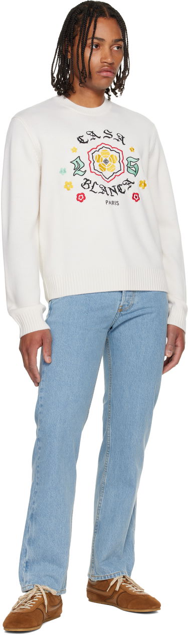 Sweater Casablanca Casablanca Emblem Merino Knit Crew Neck Sweater Hvid | M-AW25-KW-1105-01, 3