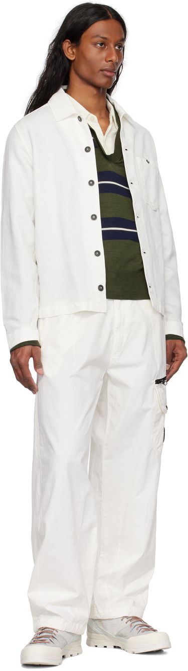 Skjorte C.P. Company C.P. Company Lens Cotton Linen Overshirt Hvid | 18CMOS102A-006273G, 3