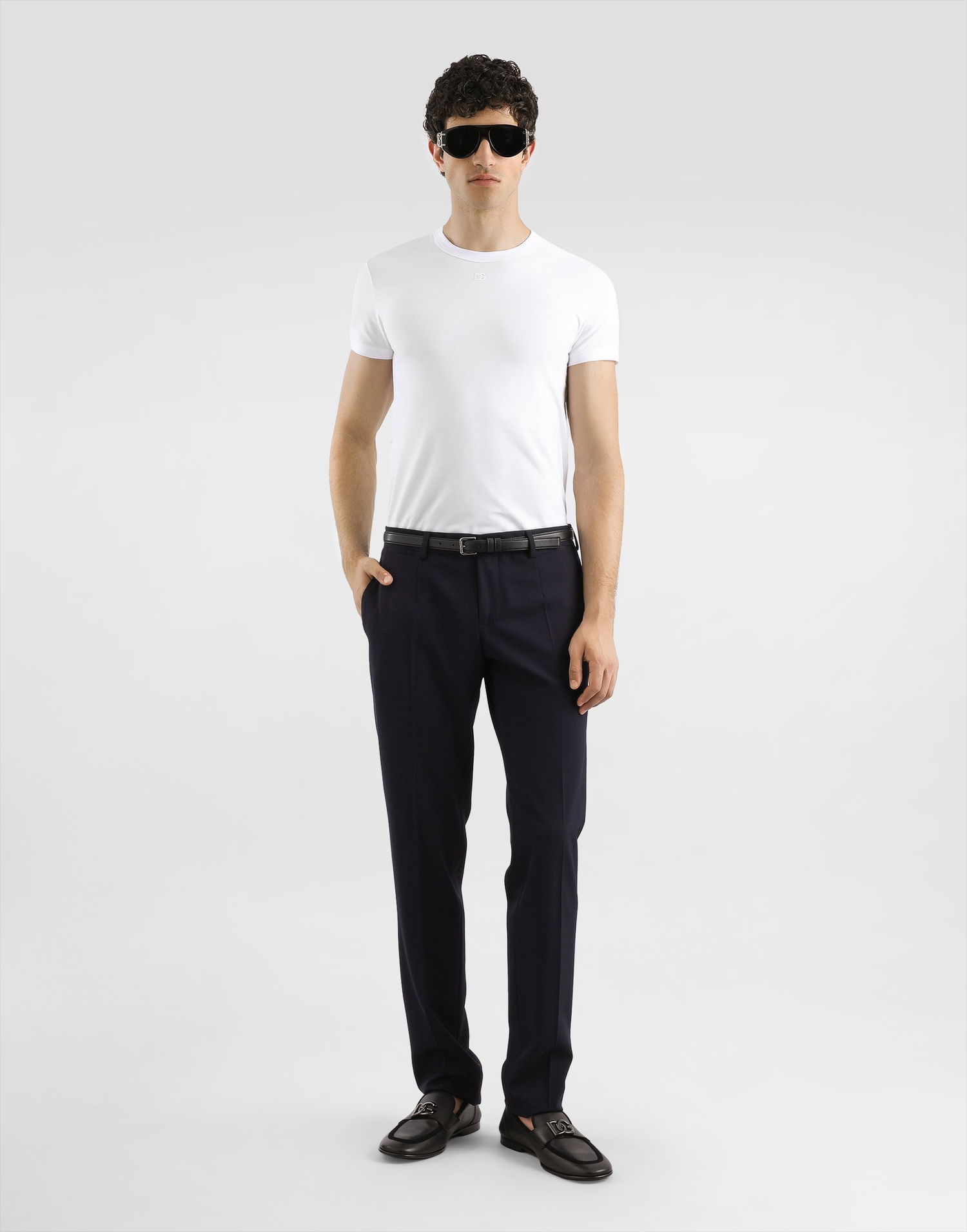 Bukser Dolce & Gabbana Dolce & Gabbana Bi-Stretch Wool Canvas Trousers 54 Mørkeblå | GY7BMTFUBGBB0665, 1