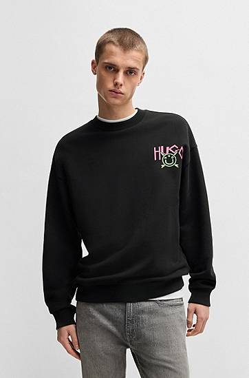 Sweater BOSS HUGO Happy Logo Terry Sweatshirt Sort | 50539702, 1