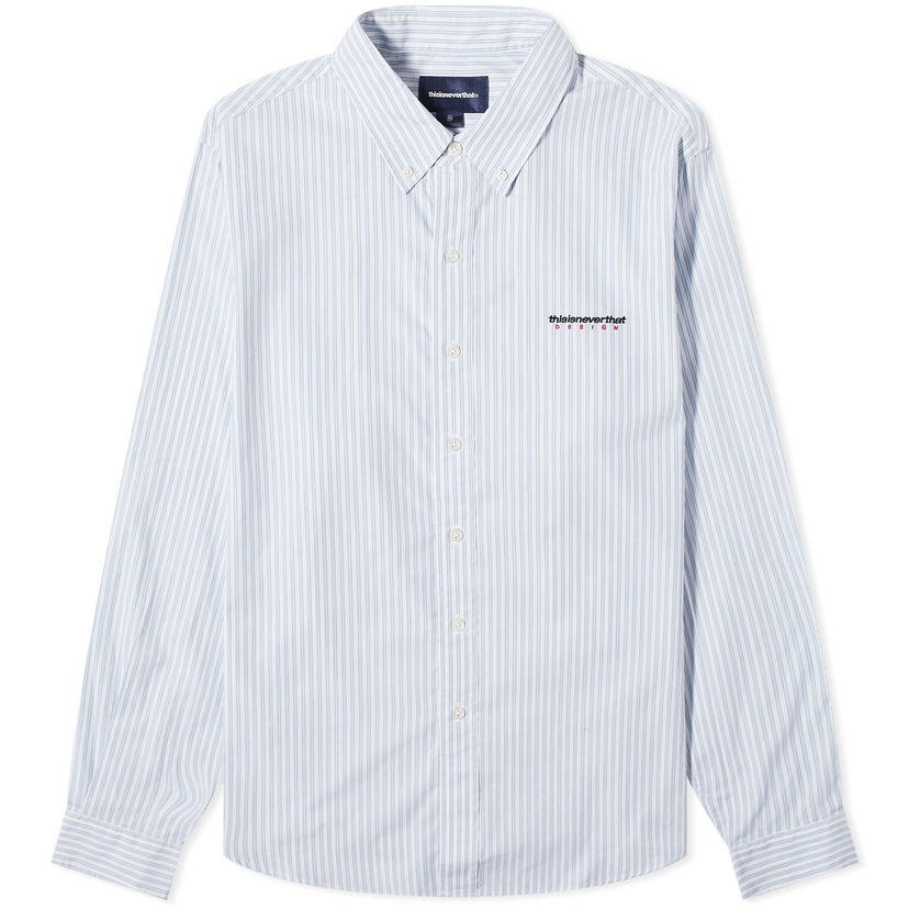 Skjorte thisisneverthat thisisneverthat DSN Striped Shirt, Size Large Blå | TN241WSHTL02-BLU