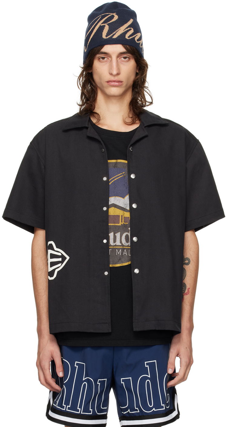 Skjorte Rhude Black Cross Logo Shirt Sort | RHPF24SR03320