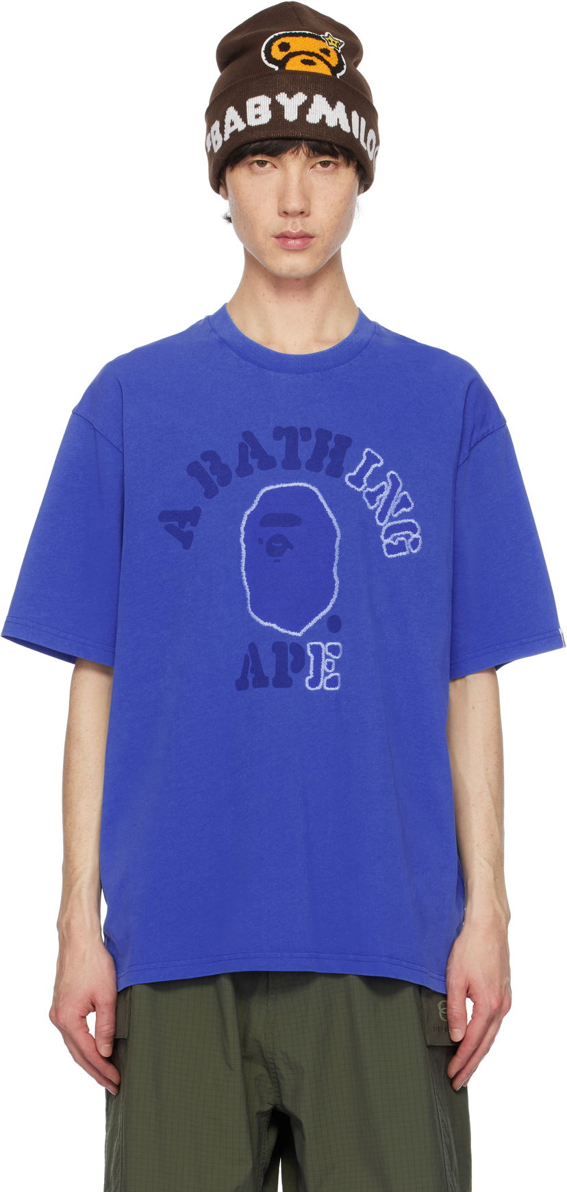 T-shirt BAPE Garment Dye College Relaxed Fit T-Shirt Blå | 001CSK801314M