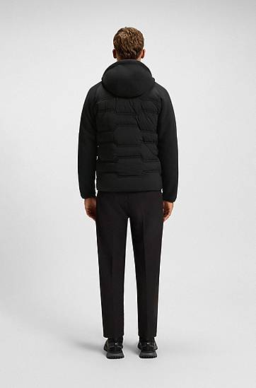 Jakke BOSS Water-repellent Hybrid Jacket with Quilting and Teddy Fleece Sort | 50544566, 1