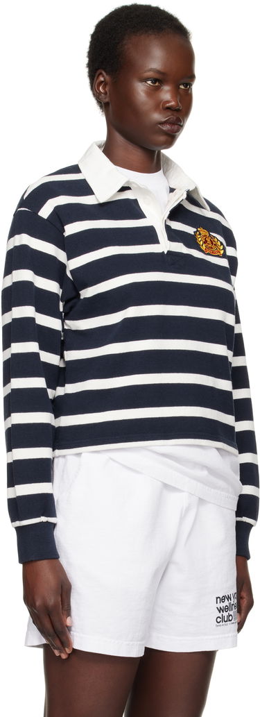 Polo skjorte Sporty & Rich Navy & White Striped Cropped Rugby Polo Mørkeblå | ST008506243ST39, 1