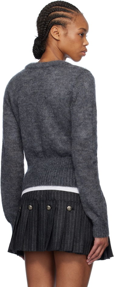 Sweater GANNI GANNI Light Mohair Tie Cardigan Grå | K2411, 2