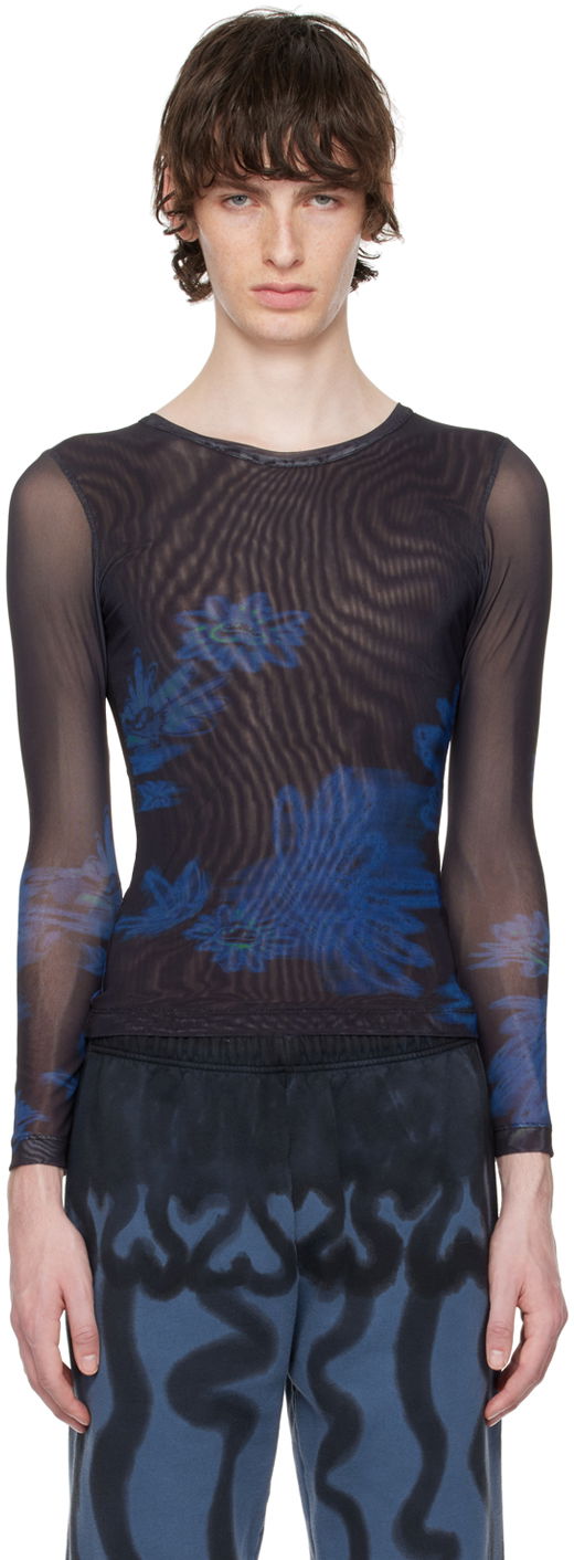 T-shirt Collina Strada Collina Strada Cardio Floral Mesh Long Sleeve T-Shirt Sort | XX3341