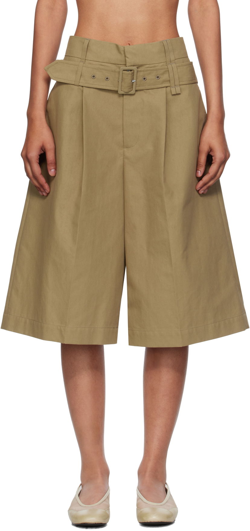 Shorts Simone Rocha Simone Rocha Wide Leg Multi Belt Loop Shorts Beige | 4160 1267