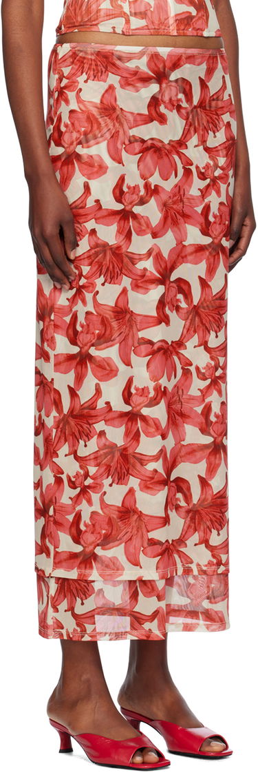 Nederdel Miaou Miaou Topanga Floral Print Midi Skirt Rød | 4064PM2OAL, 1