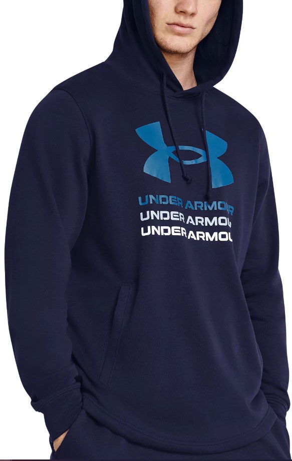 Sweatshirt Under Armour UA Rival Terry Graphic Hood-BLU Mørkeblå | 1386047-410