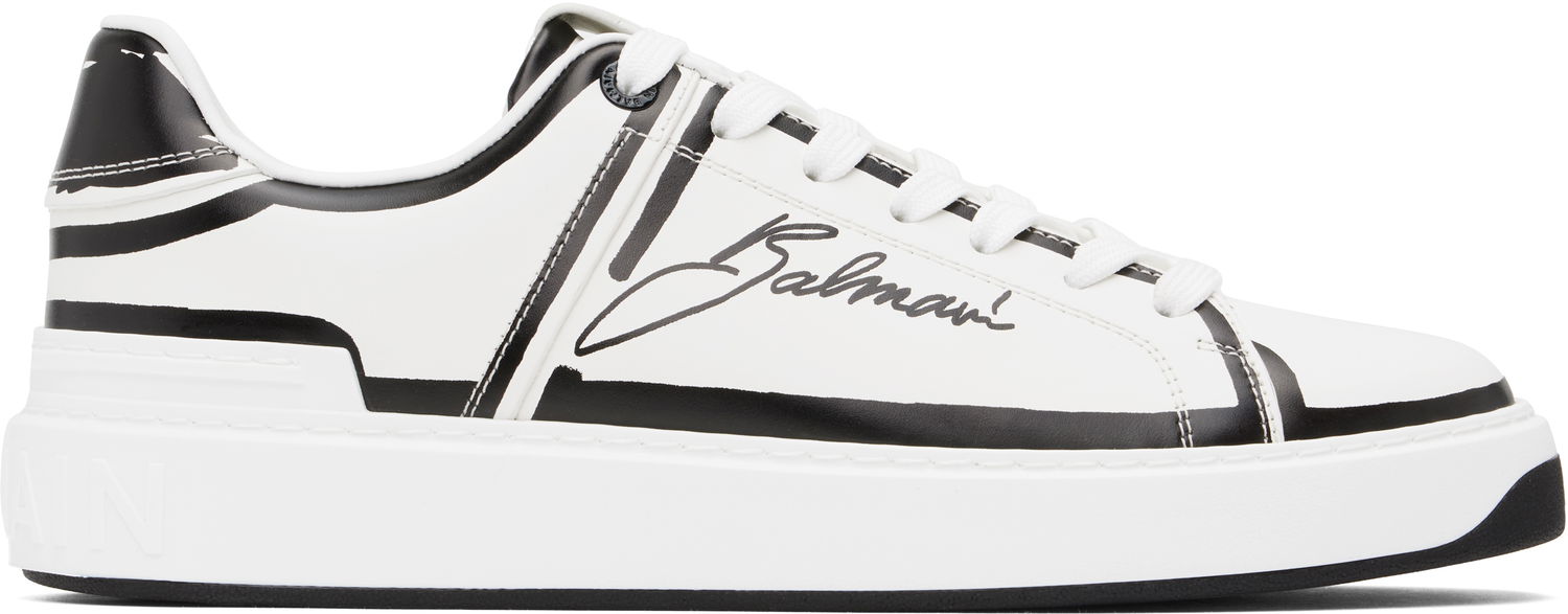 Sneakers og sko Balmain Balmain B-Court Printed Calfskin Hvid | EM1VI288LCLP, 0