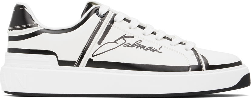 Sneakers og sko Balmain Balmain B-Court Printed Calfskin Hvid | EM1VI288LCLP