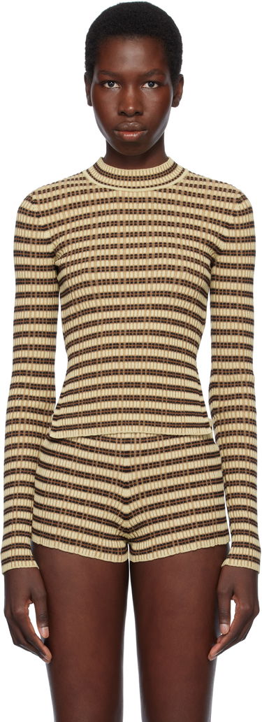 Træningsdragt Nanushka Nanushka Perrie Checkered Knit Top Beige | NW25SSTP24750, 0