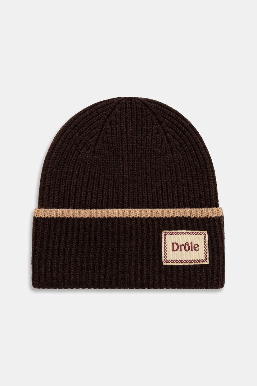Beanie Drôle de Monsieur Drôle de Monsieur Le Bonnet Ribbed Knit Beanie Brun | I.BN104.WO007