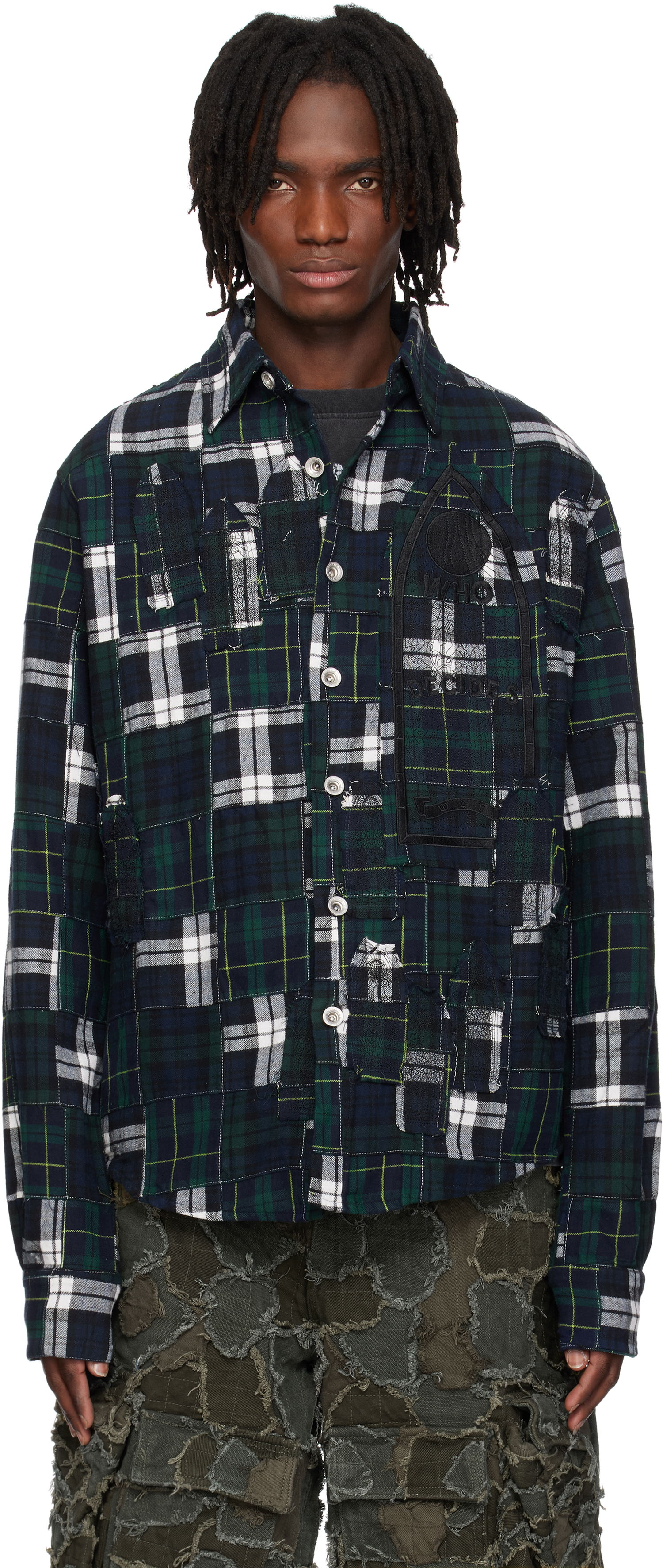 Skjorte Who Decides War Who Decides War Patched Arch Flannel Shirt Mørkeblå | 1110450030SS25, 0
