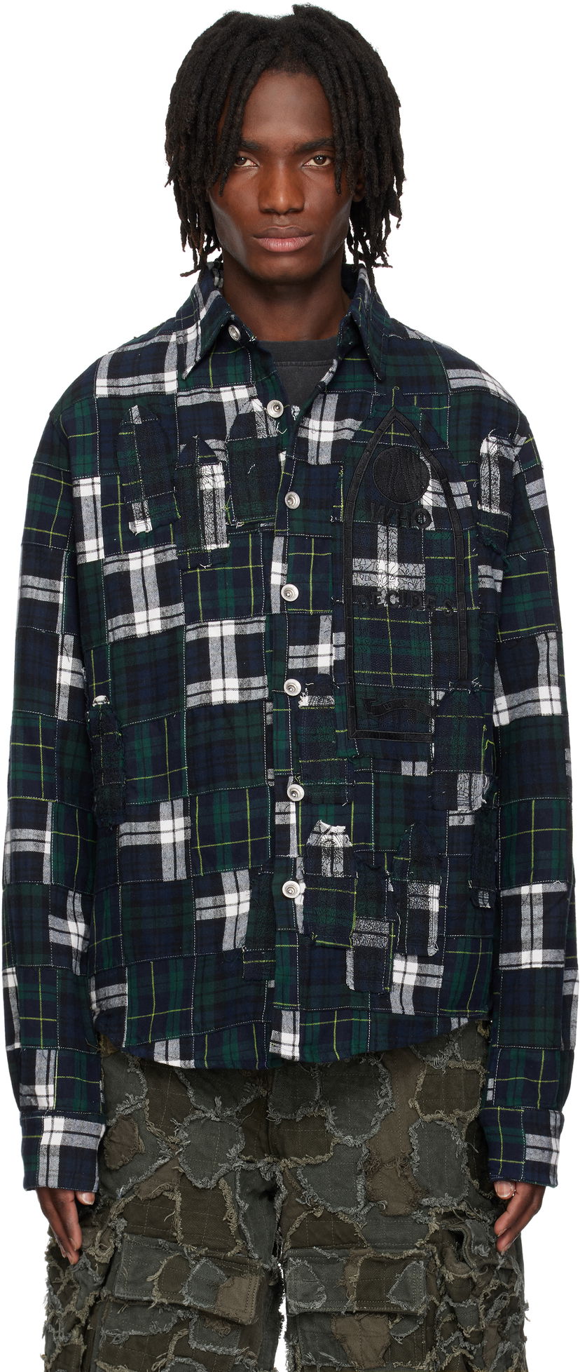 Skjorte Who Decides War Who Decides War Patched Arch Flannel Shirt Mørkeblå | 1110450030SS25