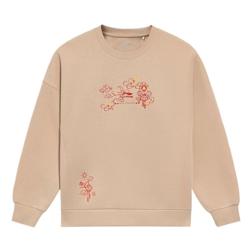 Sweatshirt Li-Ning Embroidered Culture Sweatshirt Beige | AWDS374-1