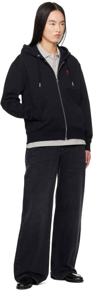 Sweatshirt AMI AMI Paris Classic Ami De Coeur Zip Hoodie 3XL Sort | BFUSW435.730-001, 4