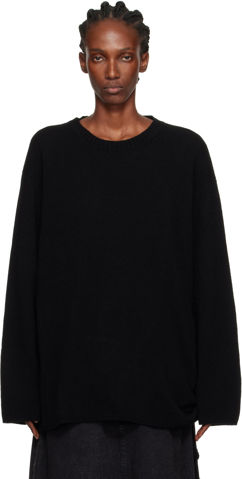 Sweater Yohji Yamamoto YOHJI YAMAMOTO String Round Neck Sweater Sort | HL-K04-184
