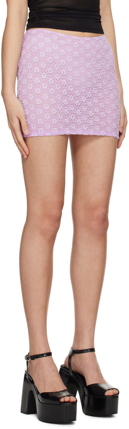 Nederdel BY FAR BY FAR Rubi Floral Crochet Miniskirt Lilla | 24CRRMSSKLLSTRL, 1