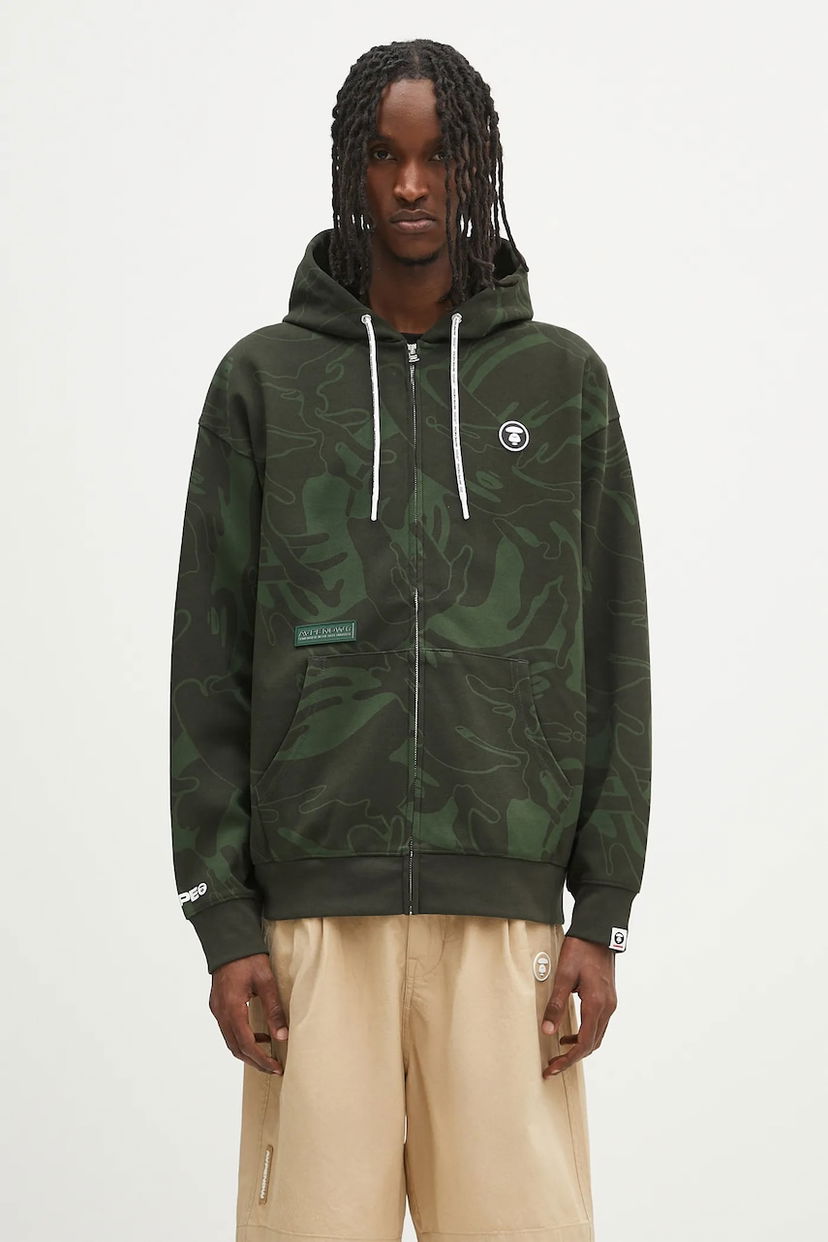 Sweatshirt AAPE by A Bathing Ape AAPE Now Zip Up Hoodie Grøn | AAPSWMB326XXN