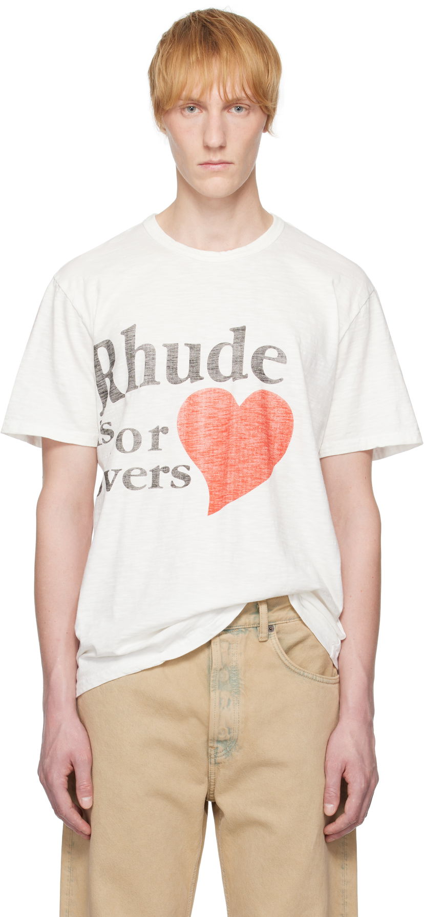 T-shirt Rhude Rhude Slub 'Lovers' T-Shirt Hvid | RHSS25TT24012