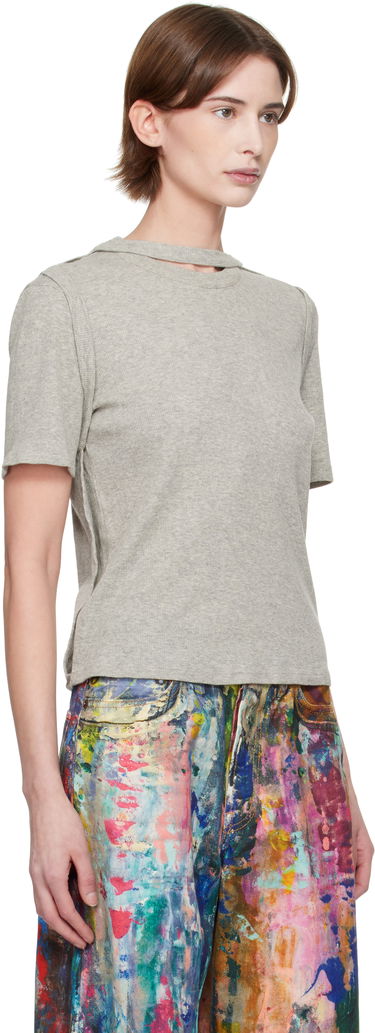 T-shirt Eckhaus Latta Eckhaus Latta Flip Ribbed T-Shirt Grå | 1204-EL-PS25-CE -, 1