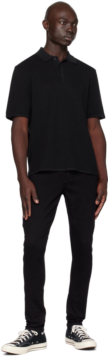 Polo skjorte rag & bone Harvey Knit Polo Shirt Sort | MBS22S018KI18, 3