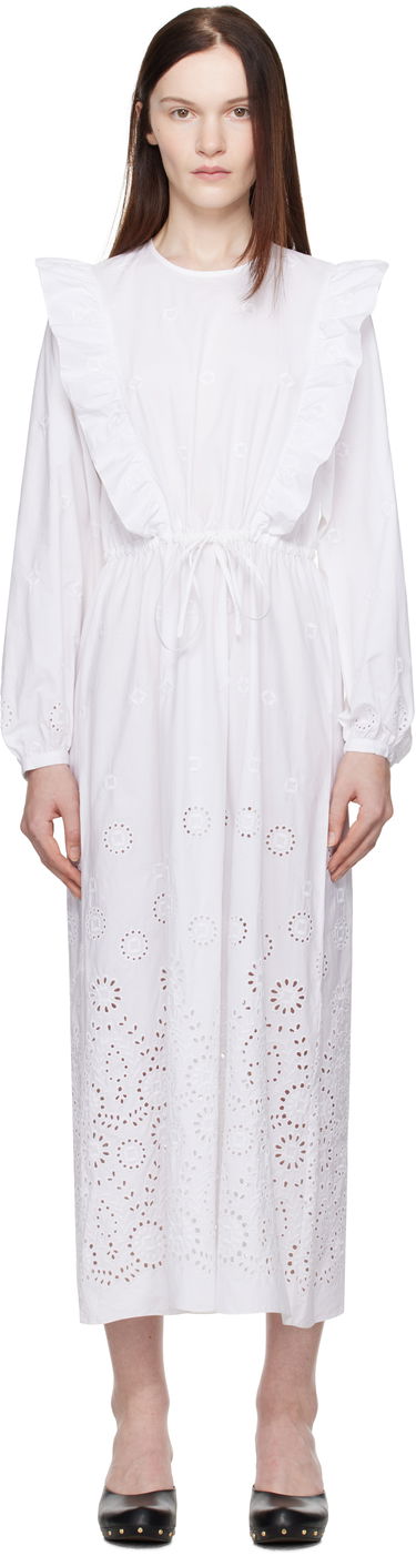 Kjole A.P.C. A.P.C. Ginger Eyelet Ruffle Midi Dress Hvid | COHFF-F35154, 0