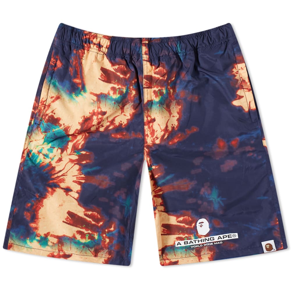 Shorts BAPE Tie Dye Beach Short Mørkeblå | 001SPI301010M-NVY, 0