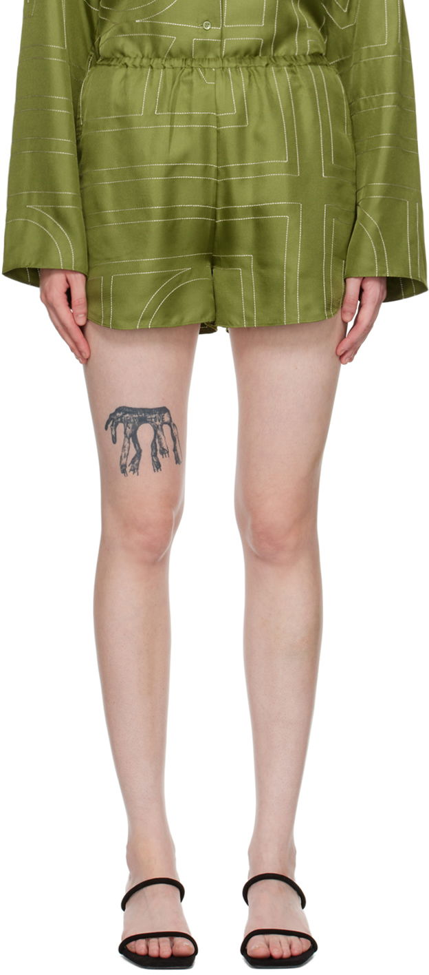 Shorts TOTEME TOTEME Monogram Shorts Grøn | 241-WRB1141-FB0089