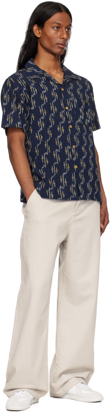 Skjorte Nudie Jeans Nudie Jeans Arvid Ikat Shirt Mørkeblå | 140879, 3
