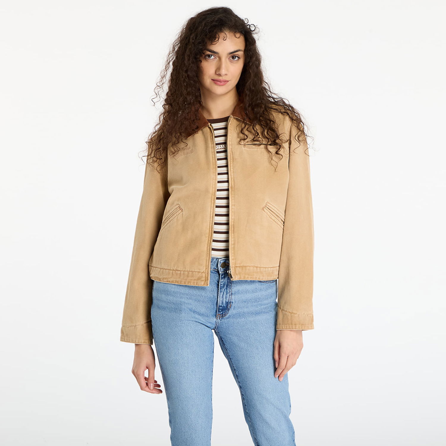 Jakke GUESS Originals Cropped Workwear Jacket Beige | W5BN80WG163-G1K9, 0