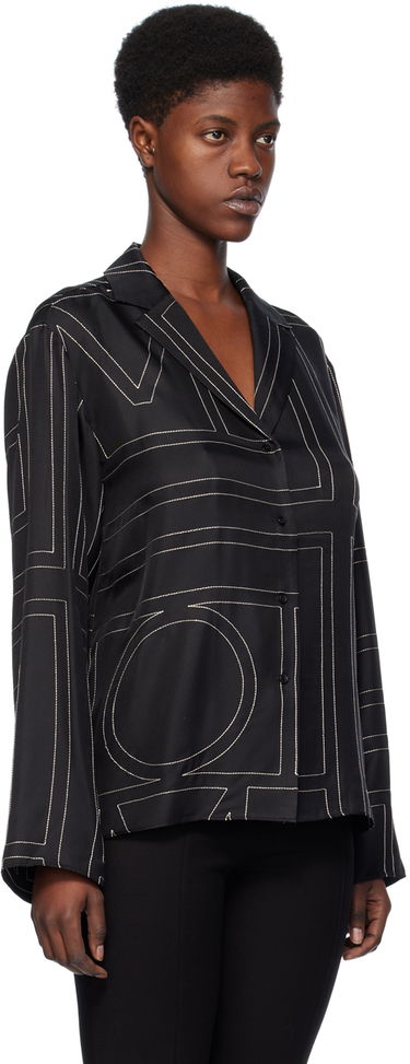 Skjorte TOTEME Monogram Satin Shirt Sort | 213-755-707, 1