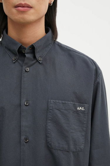 Skjorte A.P.C. Relaxed Fit Button-Down Shirt Blå | COHAH.H12599.IAF, 3