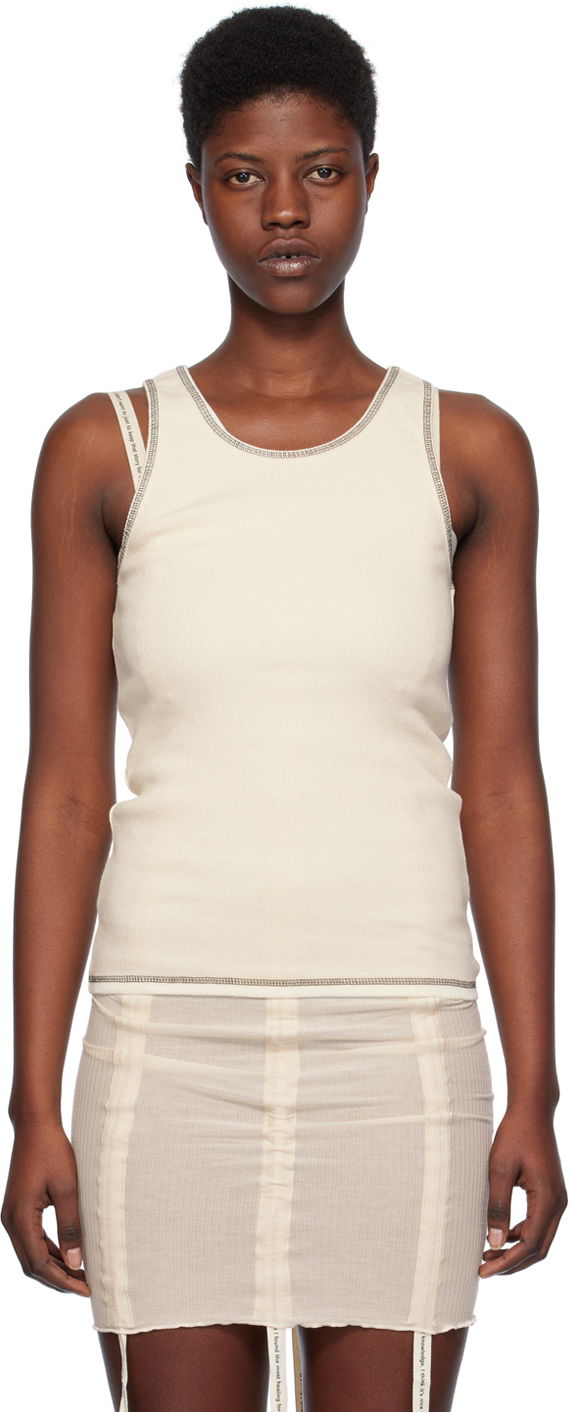 Tanktop Baserange Sleeveless Garble Tank Top Beige | FLGTA-RIB-SP24