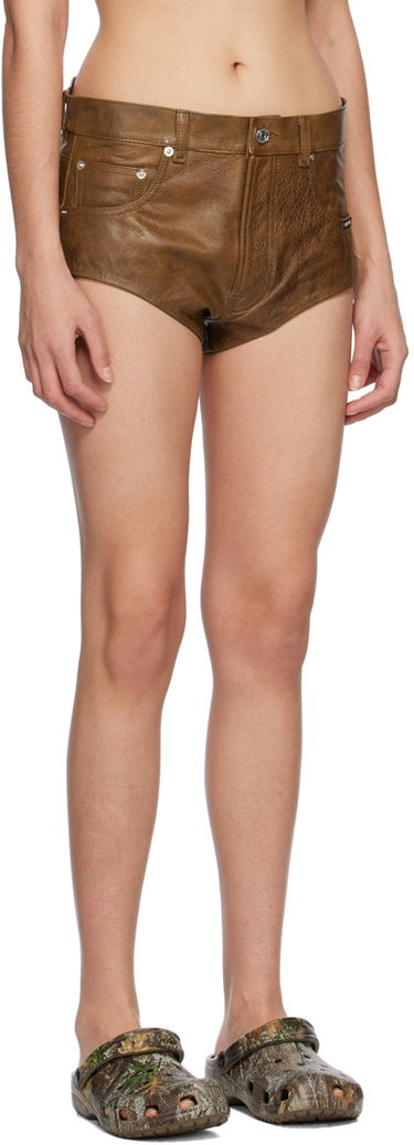 Shorts VETEMENTS Five-Pocket Leather Shorts Brun | VL16PA100X, 1
