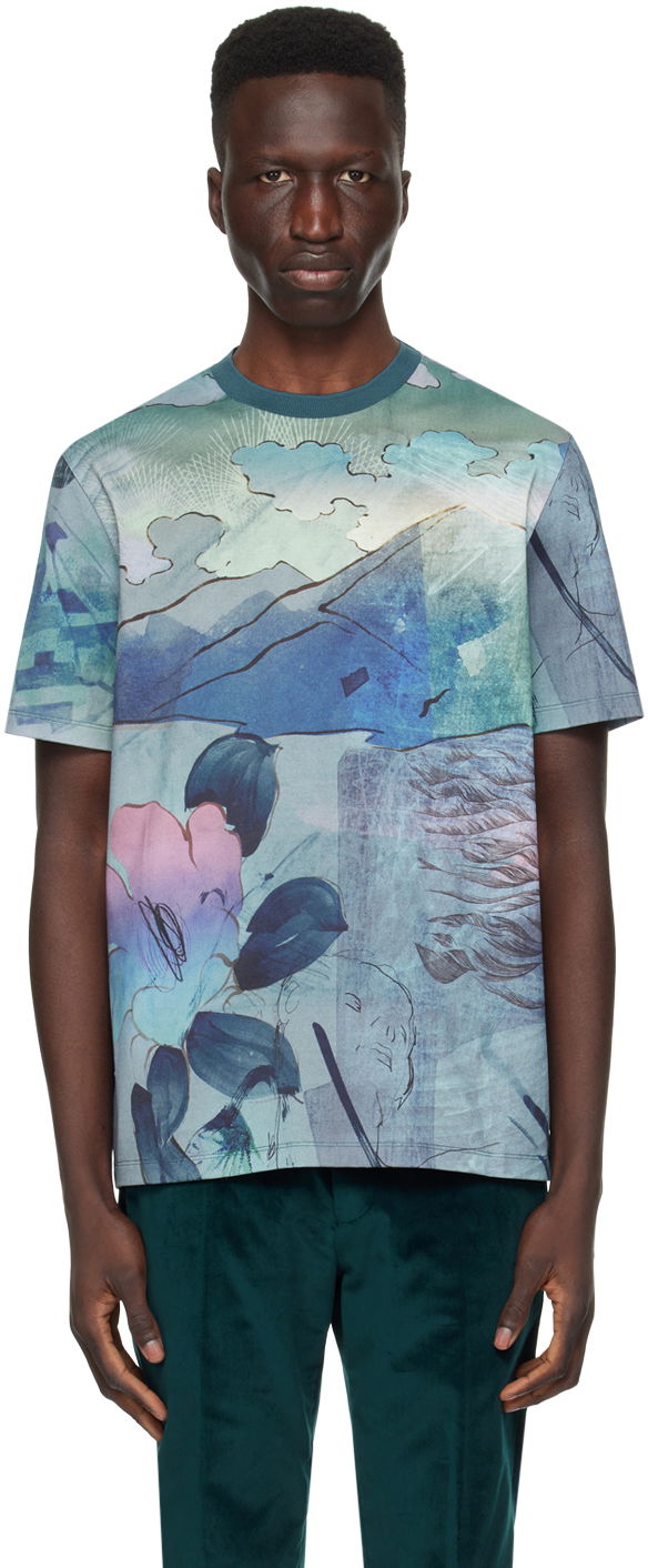 T-shirt Paul Smith Paul Smith Printed T-Shirt Blå | M1R-919T-MP4275-47